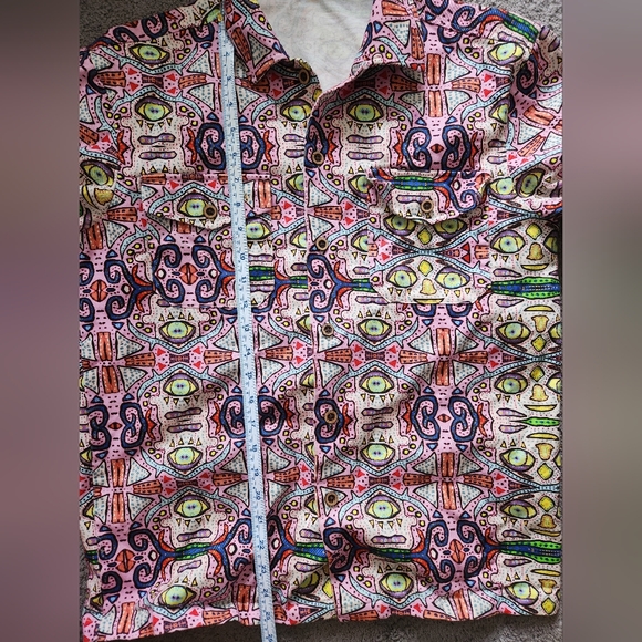 Button Up Long Sleeve Shirt Colorful Geometric Pattern Size Small - Picture 6 of 6